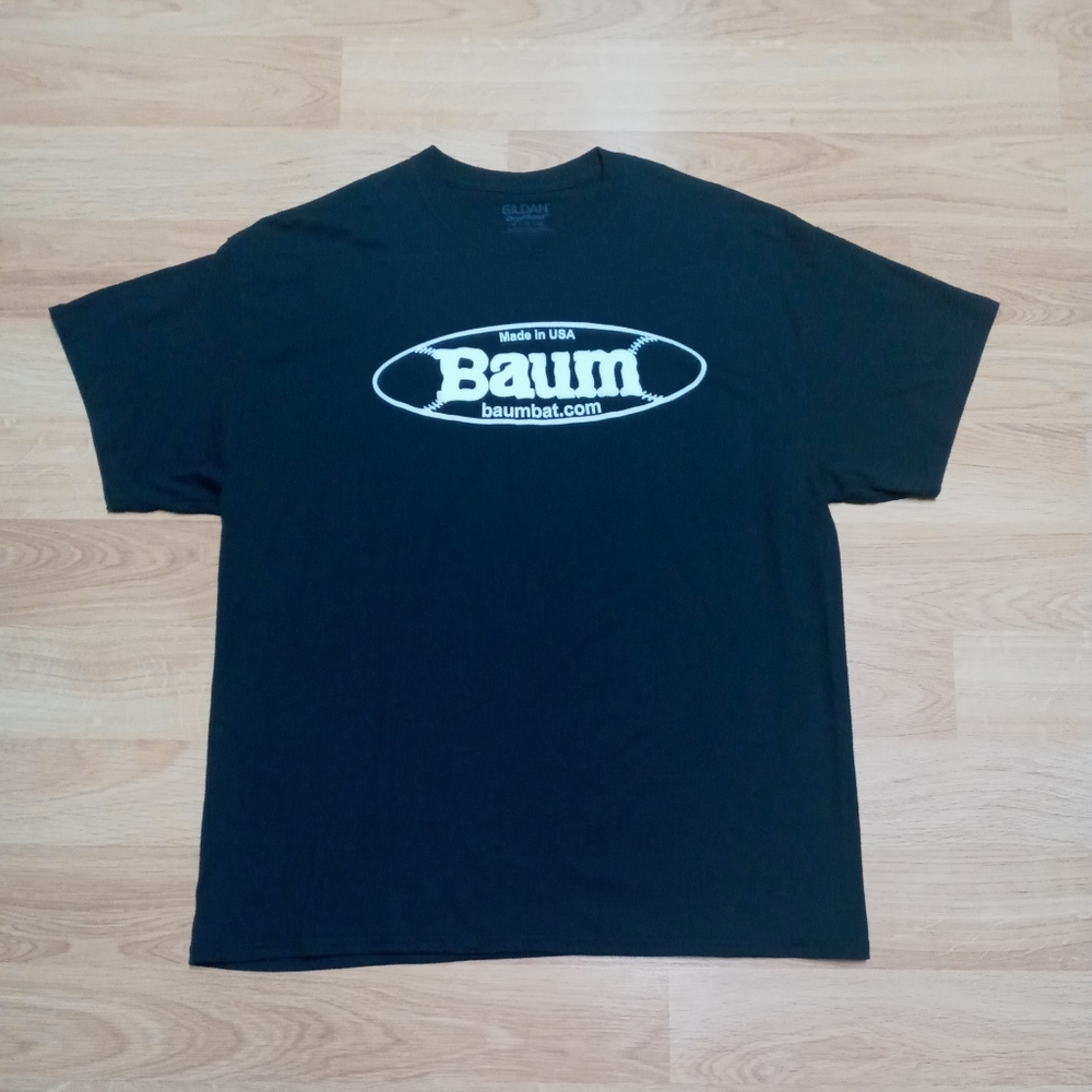 Baum Bat T Shirt Size XL Gildan Dry Blend Black.
